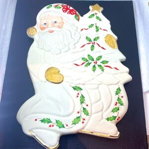 Lenox Holiday Santa Collection Trivet Wall Plate Christmas